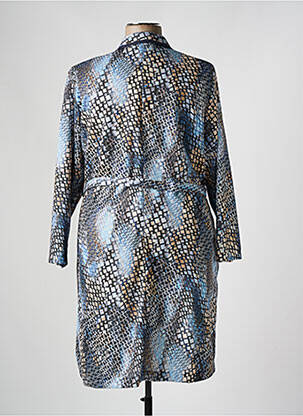 Robe mi-longue imprimé fantaisie manches longues bleu FRANCE RIVOIRE femme