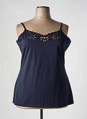 Top coupe cintrée fines bretelles bleu FRANCE RIVOIRE femme