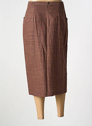 Jupe mi-longue coupe droite marron FRANCE RIVOIRE femme