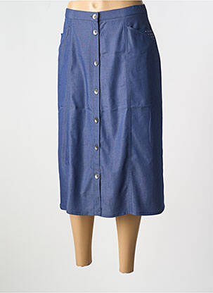 Jupe mi-longue coupe droite bleu FRANCE RIVOIRE femme