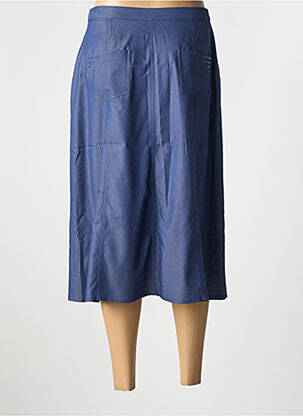 Jupe mi-longue coupe droite bleu FRANCE RIVOIRE femme