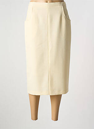 Jupe mi-longue coupe droite beige FRANCE RIVOIRE femme