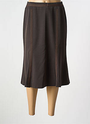 Jupe mi-longue coupe évasée marron FRANCE RIVOIRE femme