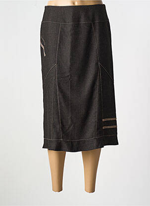 Jupe mi-longue coupe droite marron FRANCE RIVOIRE femme