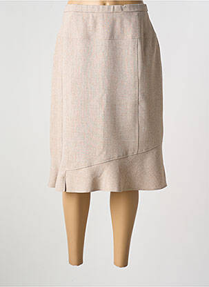 Jupe mi-longue coupe droite beige GUY DUBOUIS femme