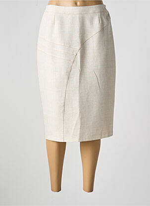 Jupe mi-longue coupe droite beige GUY DUBOUIS femme