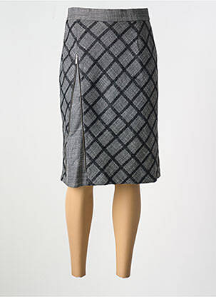 Jupe mi-longue coupe droite gris FRANCE RIVOIRE femme