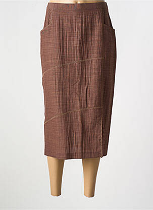 Jupe mi-longue marron FRANCE RIVOIRE pour femme