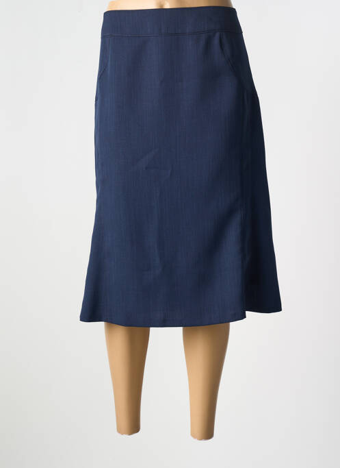 Jupe mi-longue coupe évasée bleu FRANCE RIVOIRE femme
