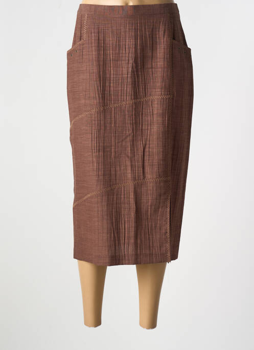 Jupe mi-longue marron FRANCE RIVOIRE pour femme
