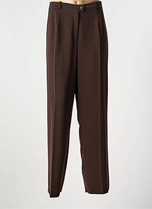 Pantalon droit fermeture zippée sous rabat boutonné marron SARAH B femme