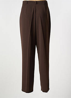 Pantalon droit fermeture zippée sous rabat boutonné marron SARAH B femme
