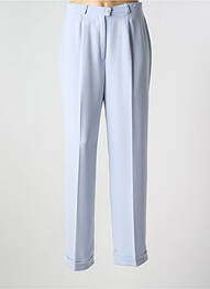 Pantalon droit fermeture zippée sous rabat boutonné bleu SARAH B femme