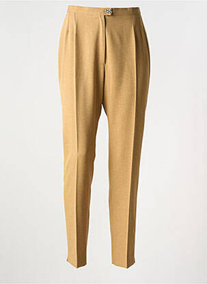 Pantalon droit fermeture zippée sous rabat boutonné beige IMPULSION femme