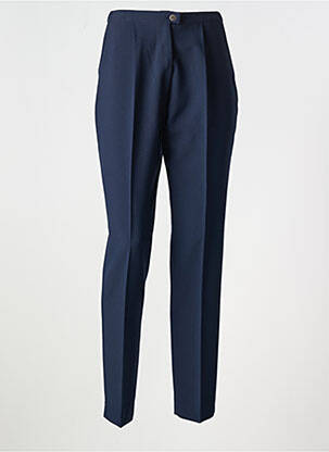 Pantalon droit fermeture zippée sous rabat boutonné bleu FRANCE RIVOIRE femme