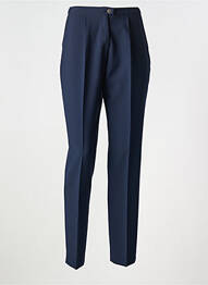 Pantalon droit fermeture zippée sous rabat boutonné bleu FRANCE RIVOIRE femme