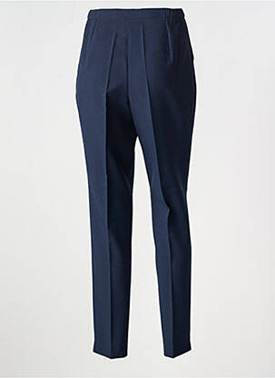 Pantalon droit fermeture zippée sous rabat boutonné bleu FRANCE RIVOIRE femme