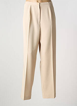 Pantalon droit fermeture zippée sous rabat boutonné beige FRANCE RIVOIRE femme