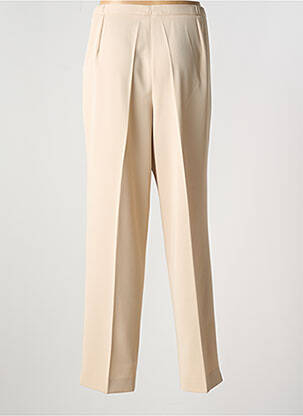 Pantalon droit fermeture zippée sous rabat boutonné beige FRANCE RIVOIRE femme