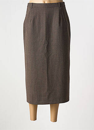 Jupe mi-longue coupe droite marron PAUSE CAFE femme