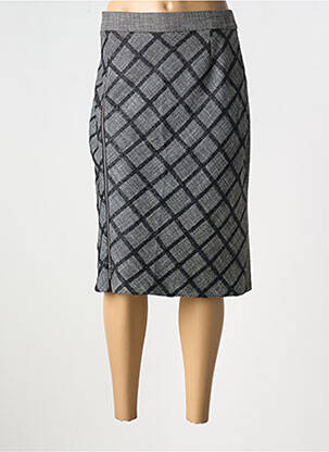 Jupe mi-longue coupe droite gris FRANCE RIVOIRE femme