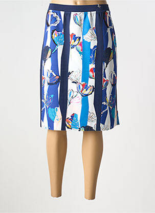 Jupe mi-longue coupe droite bleu FRANCE RIVOIRE femme