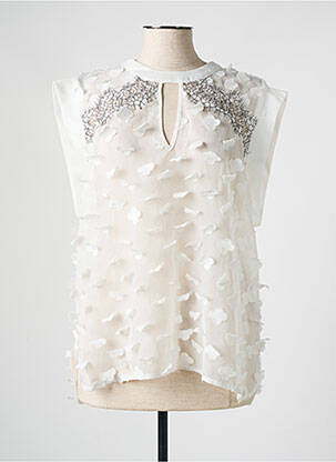 Top coupe fluide sans manche blanc LESLIE femme