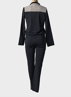 Combi-pantalon fermeture boutonnée sur le devant manches longues noir HBT femme