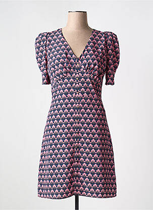 Robe courte fermeture zippée au dos manches courtes rose MORGAN femme