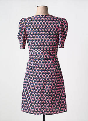Robe courte fermeture zippée au dos manches courtes rose MORGAN femme