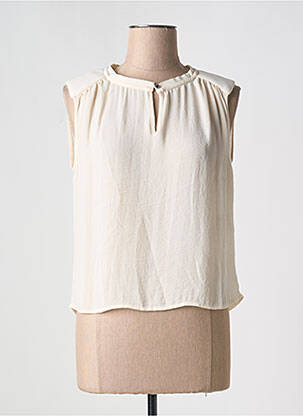 Blouse col rond sans manche beige MORGAN femme