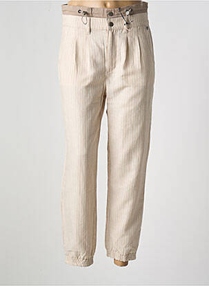 Pantalon 7/8 fermeture zippée sous rabat boutonné beige FREEMAN T.PORTER femme