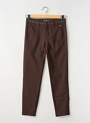 Pantalon 7/8 fermeture zippée sous rabat avec crochet marron FREEMAN T.PORTER femme