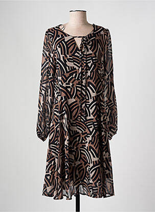 Robe mi-longue coupe fluide manches longues noir AN II VITO femme