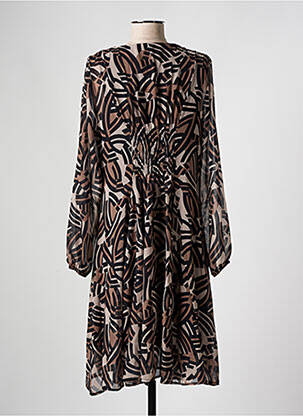 Robe mi-longue coupe fluide manches longues noir AN II VITO femme