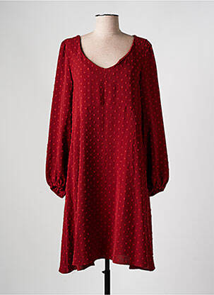Robe mi-longue coupe fluide manches longues rouge AN II VITO femme