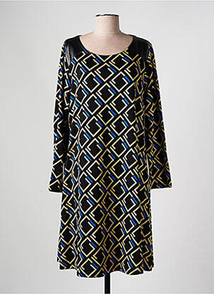 Robe mi-longue imprimé fantaisie manches longues noir AN II VITO femme