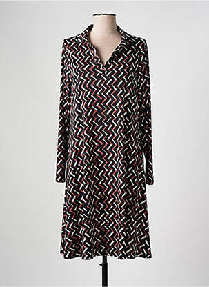 Robe mi-longue coupe fluide manches longues noir AN II VITO femme