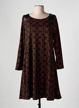 Robe mi-longue coupe fluide manches longues noir AN II VITO femme