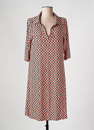 Robe mi-longue manches 3/4 manches 3/4 orange AN II VITO femme