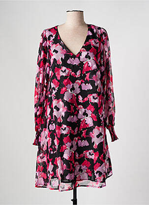 Robe mi-longue coupe fluide manches longues noir KAFFE femme