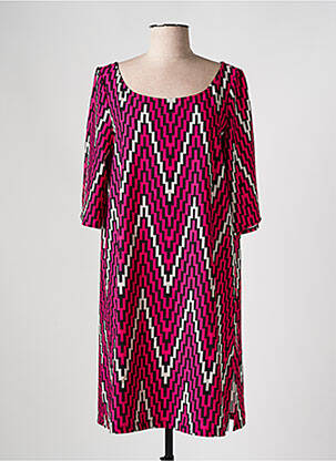 Robe mi-longue imprimé fantaisie manches longues rose AN II VITO femme