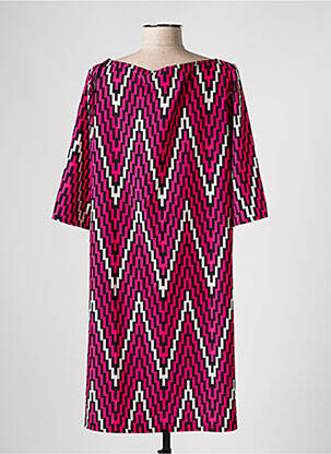 Robe mi-longue imprimé fantaisie manches longues rose AN II VITO femme