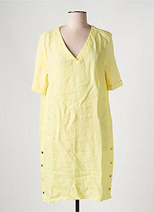 Robe mi-longue manches courtes manches courtes jaune YEST femme
