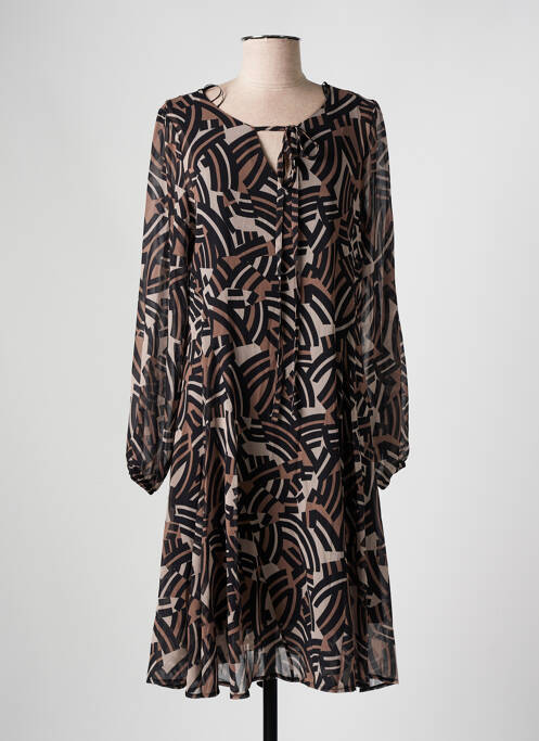 Robe mi-longue coupe fluide manches longues noir AN II VITO femme