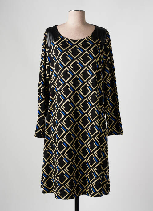 Robe mi-longue coupe fluide manches longues noir AN II VITO femme