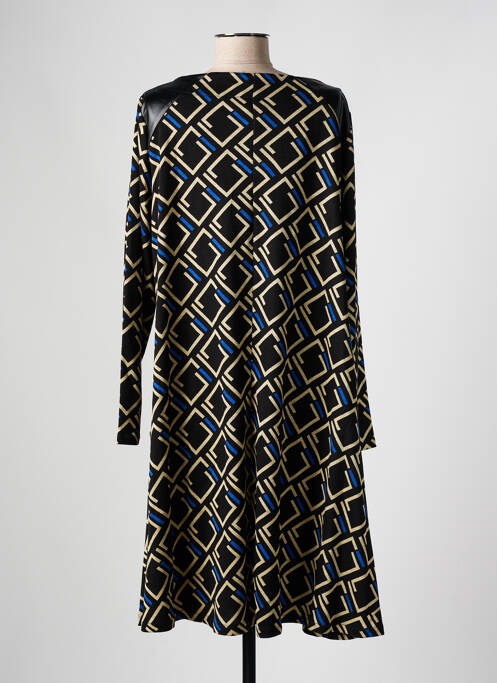 Robe mi-longue coupe fluide manches longues noir AN II VITO femme