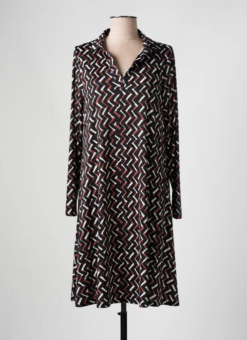 Robe mi-longue coupe fluide manches longues noir AN II VITO femme