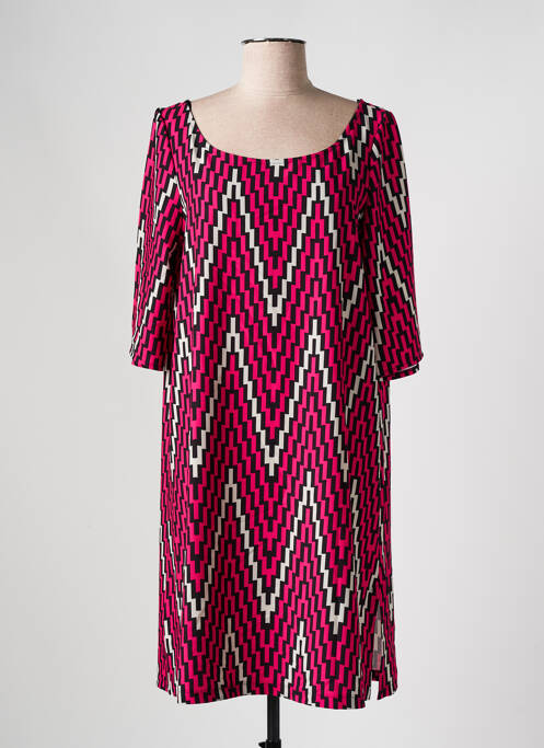 Robe mi-longue imprimé fantaisie manches longues rose AN II VITO femme