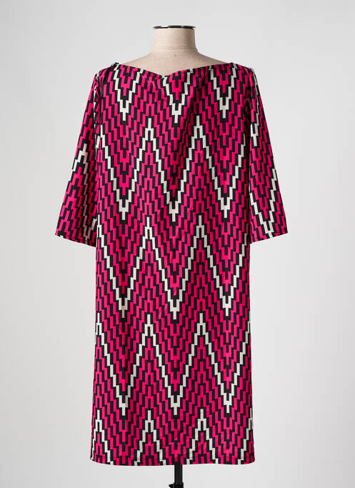 Robe mi-longue imprimé fantaisie manches longues rose AN II VITO femme